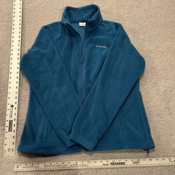 Columbia Jacket Womens Aqua Blue Fleece Full Zip Up Sweater Sweatshirt W Large - Picture 1 of 9